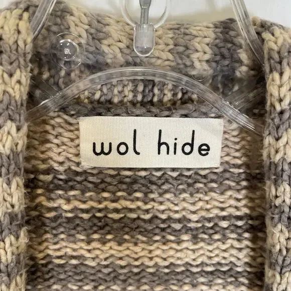 Wol Hide Loose Cardigan in 100% Organic Cotton Smoky Quartz Gray Beige S / M - Picture 4 of 10